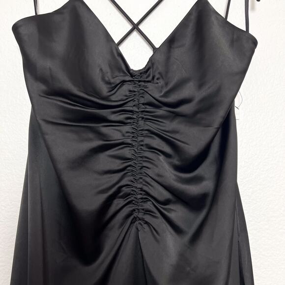 Jason Wu Black Strappy Satin Slip Midi Dress Size XL - Picture 4 of 12
